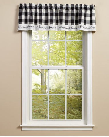 WICKLOW CHECK HOME LINED VALANCE 60X14 BLACK/CREAM Park Designs