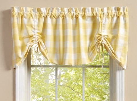 WICKOW CHECK LINED FARMHOUSE VALANCE 60X20 YELLOW Park Designs