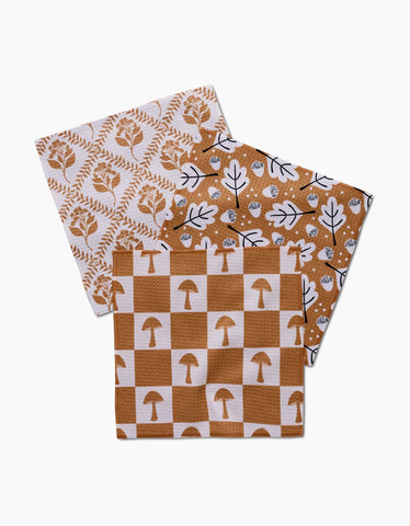 Vines Acorns And Mushrooms Dishcloth Set Geometry