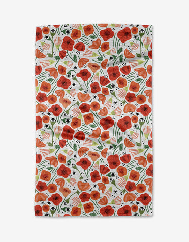 Poppy Power Tea Towel Geometry