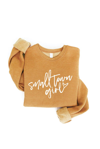 SMALL TOWN GIRL  Graphic Sweatshirt: HEATHER MUSTARD / S OAT COLLECTIVE