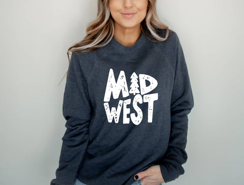 Midwest Pine Crewneck, Fleece Crewneck, Midwest Sweatshirt: Green / XL Autumn Rose Co.