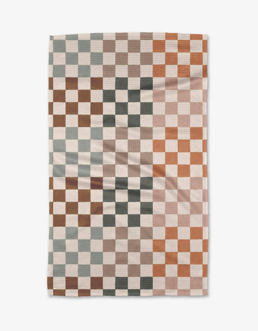 Autumn Checkers Tea Towel Geometry