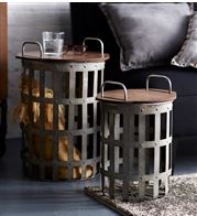 Side Tables) 11"D x 15.5"H
Metal/Wood - GY/BR Melrose