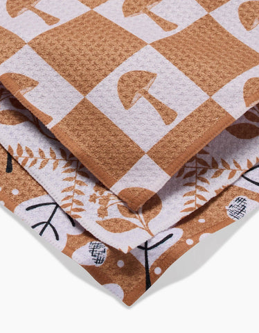 Vines Acorns And Mushrooms Dishcloth Set Geometry