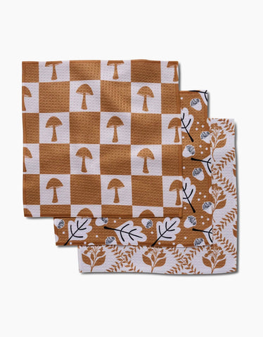 Vines Acorns And Mushrooms Dishcloth Set Geometry