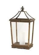 Black Metal, Wood, &amp; Glass Lantern Melrose