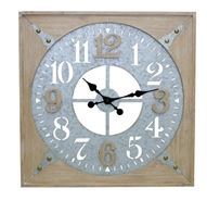 Wall Clock 24.25"SQ Wood/Iron Melrose