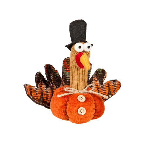 5" Fabric Turkey Table Decor in 6 piece Wooden Evergreen Enterprises