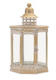 Lantern 11.5"D x 21"H, Metal/Glass Melrose