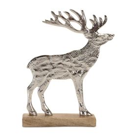 Deer on Base 9.5"H, Wood/Aluminum Melrose