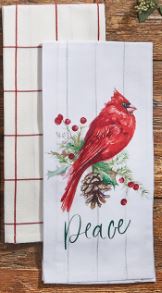 POINSETTIA PINE CARDINAL 2 DISHTOWEL SET Park Designs