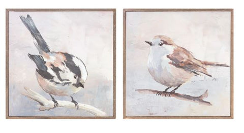 Bird Block (2 Asst) 10"SQ Wood/Canvas Melrose
