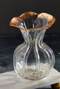 LG RUFFLED GOLD GLASS VASE Mud Pie