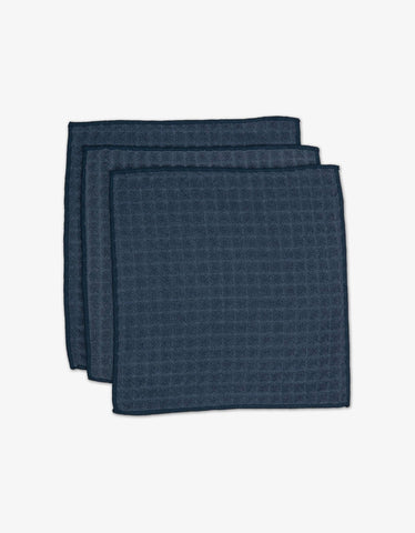 Midnight Blue Waffle Washcloth Set Geometry