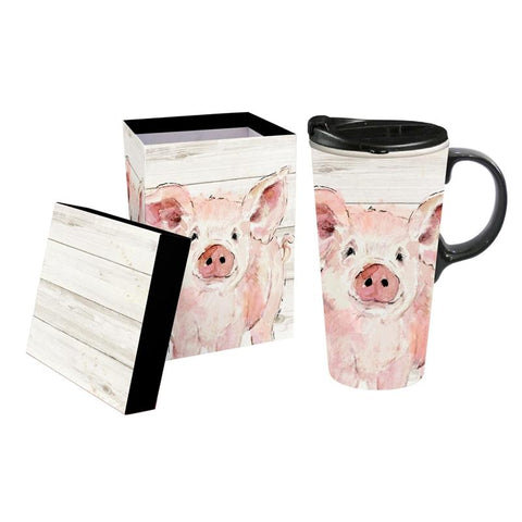 Ceramic Travel Cup: Pretty Pink Pig - Treehouse Gift & Home