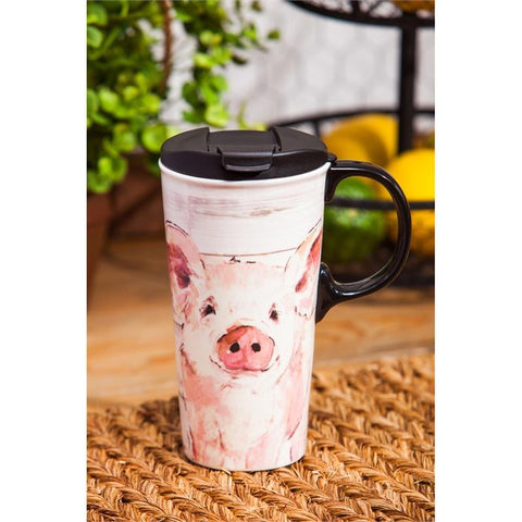 Ceramic Travel Cup: Pretty Pink Pig - Treehouse Gift & Home