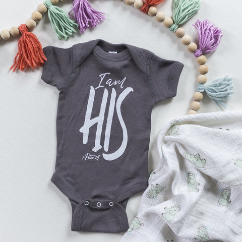 I Am His Onesie in Charcoal - Treehouse Gift & Home